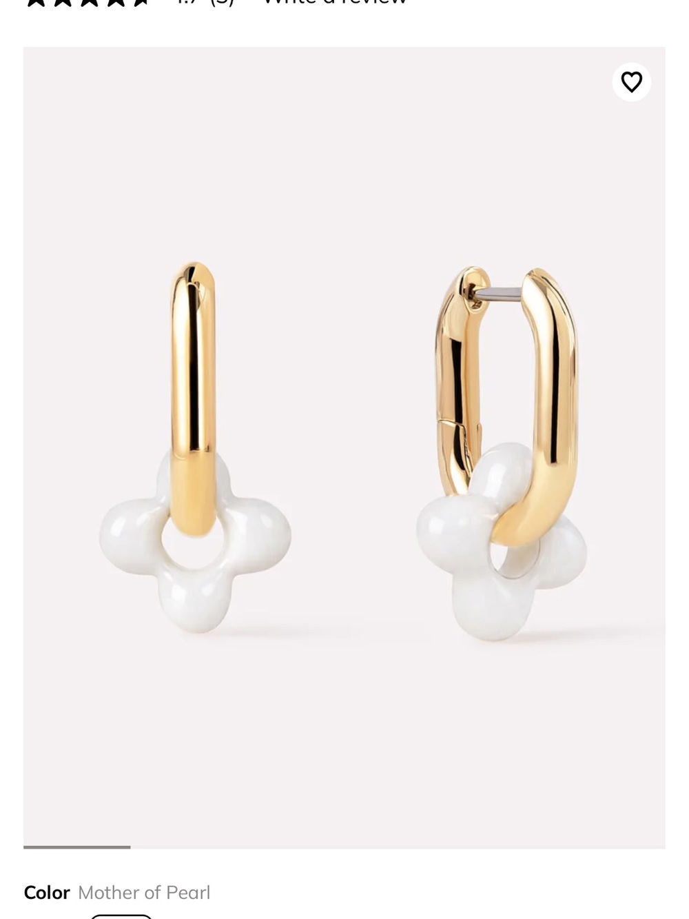 NWT Ana Luisa Gold Hoop Earrings with White Mother-of-Pearl Floral Charm